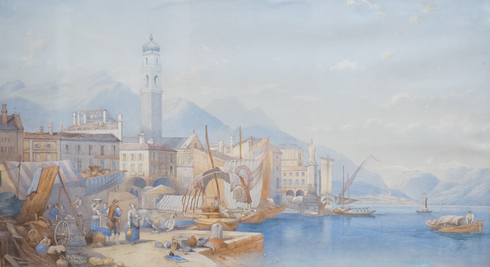 Late 19th / early 20th century School, Venetian landscape with gondolas and St Marks Square, unsigned, watercolour, 40 x 72cm
